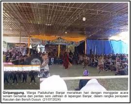 Warga Padukuhan Banjar Bersemangat Ikuti Senam Bersama dan Pentas Seni Jathilan